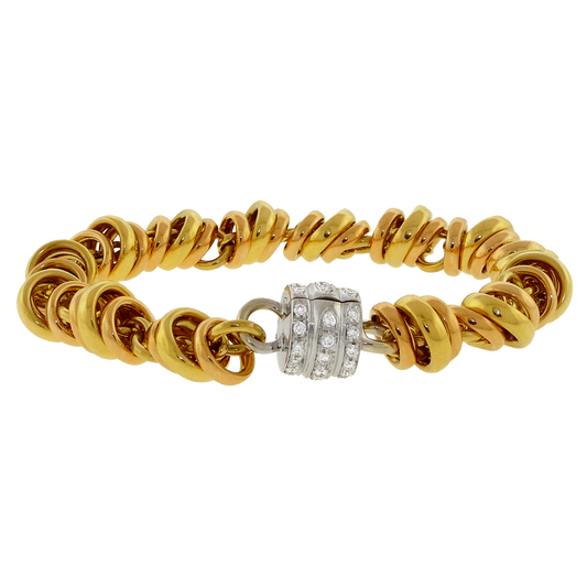 Pomellato Kitnetic Gold Bracelet W/ Diamond Catch 18K Italy