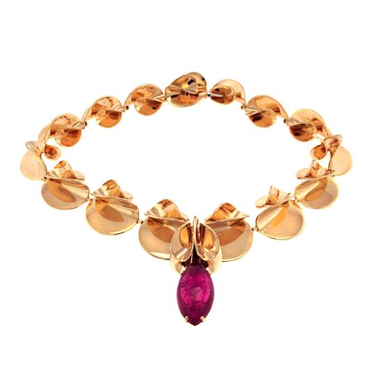 18k Pink Tourmaline Necklace by Brechbuhl c1960-70 Swiss