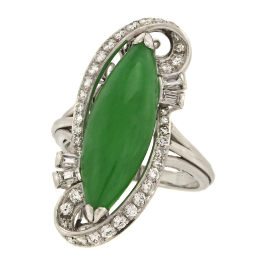 Jade and Diamond Fifties Ring