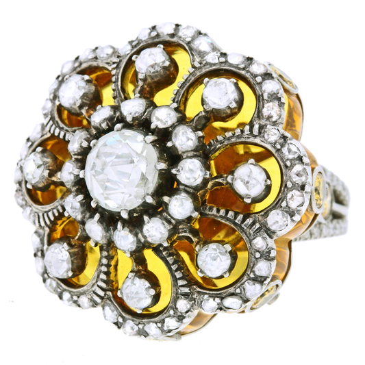 #15957 - "Baroque On Baroque" Diamond and Citrine Ring