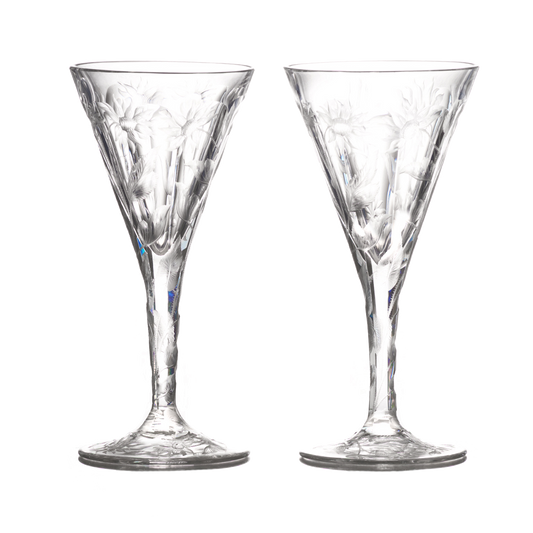 #17052 - Set Of 14 Hafnia Pattern Engraved Val St. Lambert Water Goblets
