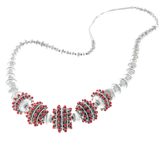 Coral & Sterling Necklace c1960s Attrib. Italy