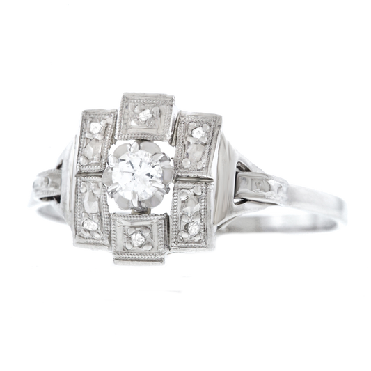 #20177 - French Art Deco Diamond Set Gold and Platinum Ring