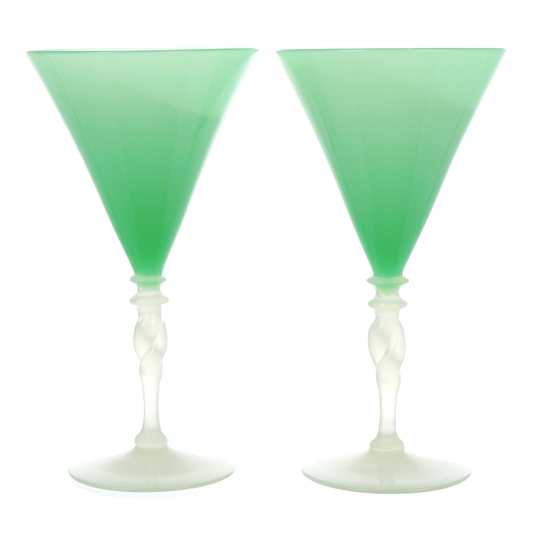 #20789 - 12 Steuben Art Deco Jade and Alabaster Water Goblets
