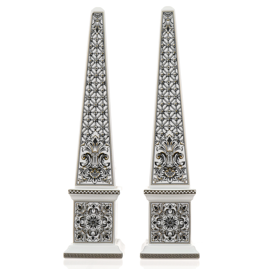 #20891 - Pair Of Versace Marqueterie Pattern Obelisks