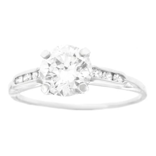 1.28ct Diamond Engagement Ring Platinum c1930s