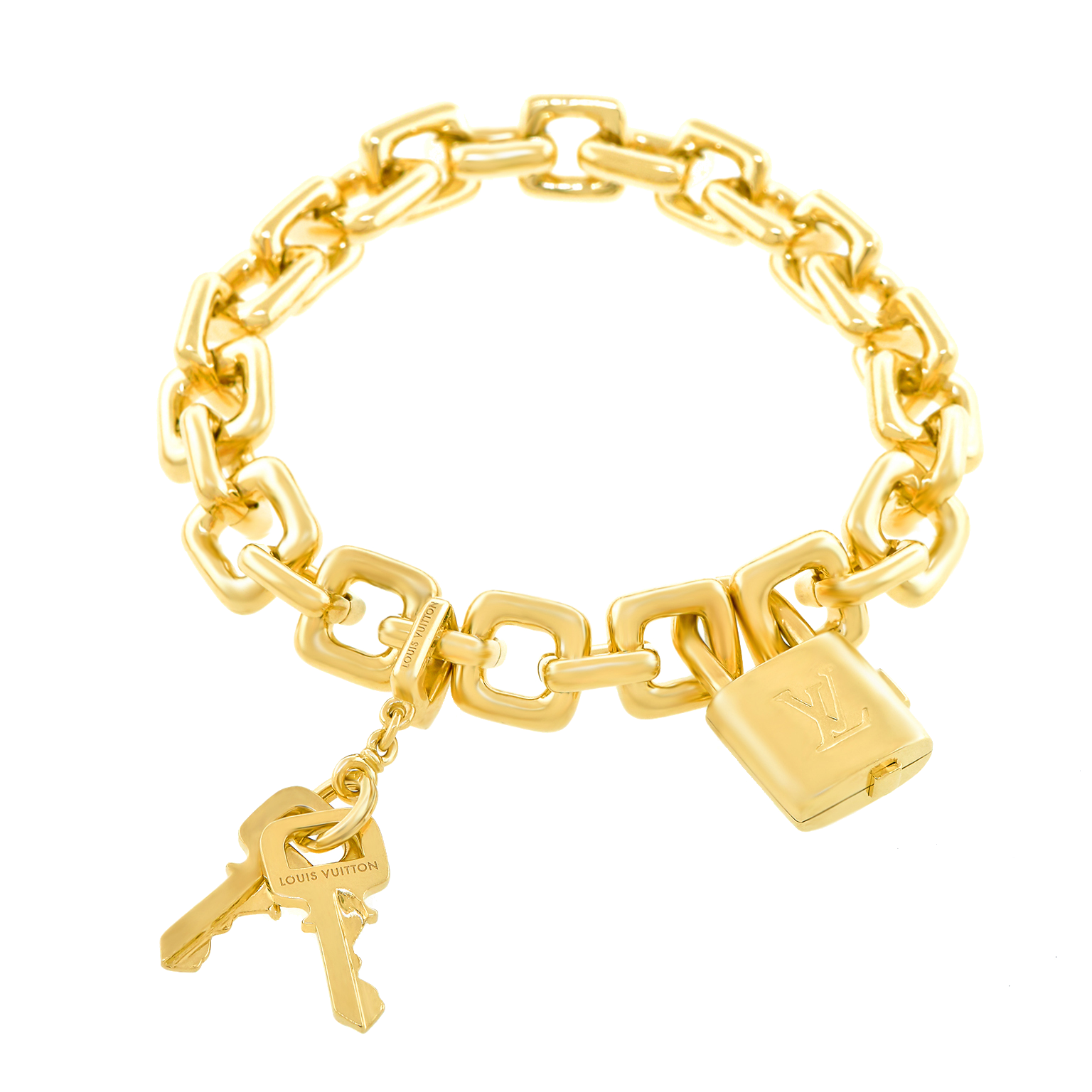 Louis Vuitton Charm Bracelet With Lock And Keys 18k c2000s France Louis Vuitton Charm Bracelet With Lock And Keys 18k c2000s France