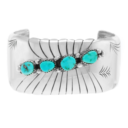 Navajo Sterling And Turquoise Cuff Bracelet