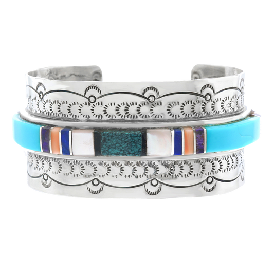 Navajo Stone-Set Sterling Cuff Bracelet
