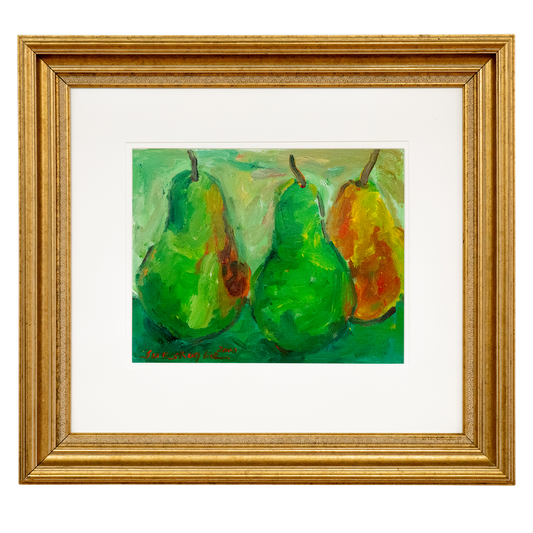 "Three Pears" by Suk Shuglie c2000, Acrylic on Paper and Canvas