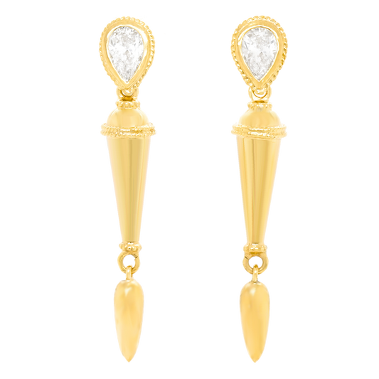 #22365 - Fabulous Diamond-set Gold Earrings with Antique Dangles
