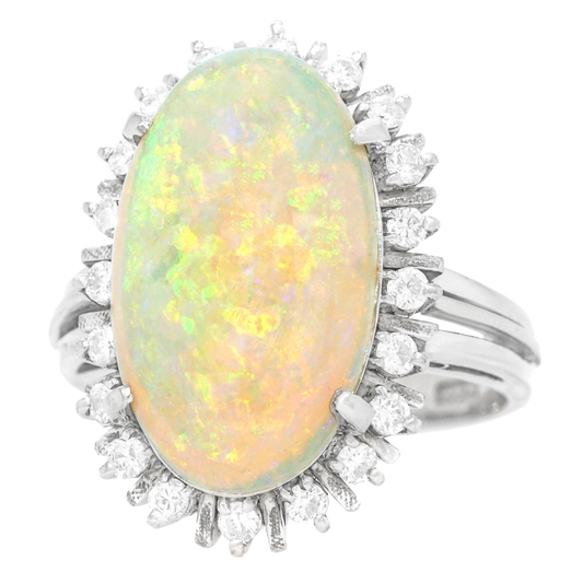 #22615 - 4.17 Carat Opal and Diamond-set Platinum Ring