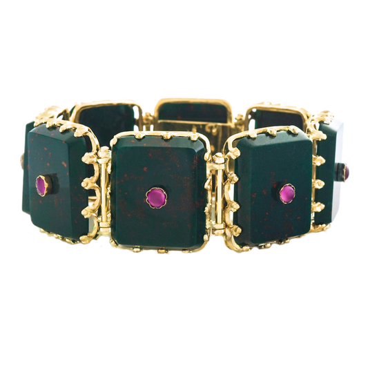#22655 - Antique French Bloodstone And Ruby Bracelet 18k