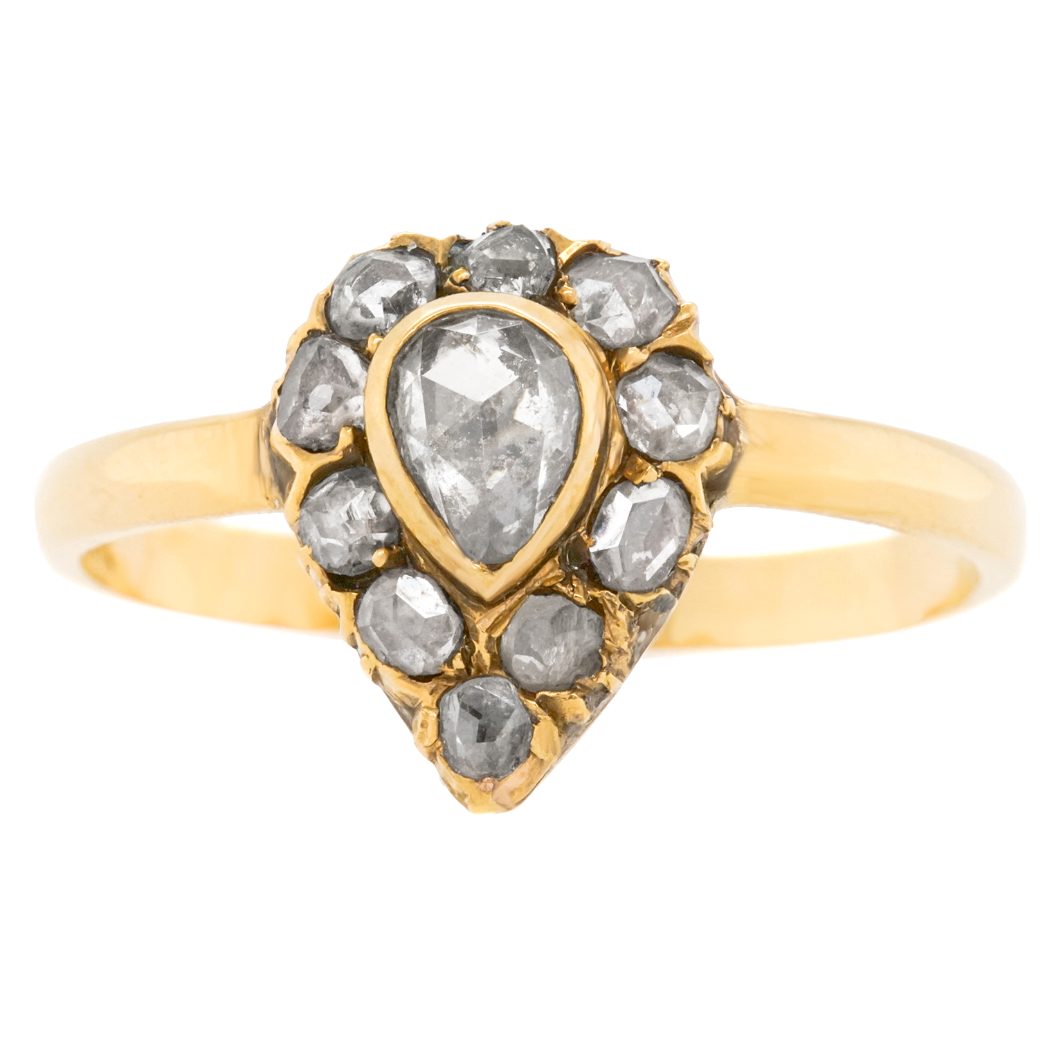 22745 Antique Rose Cut Diamond Ring 18k C1840s