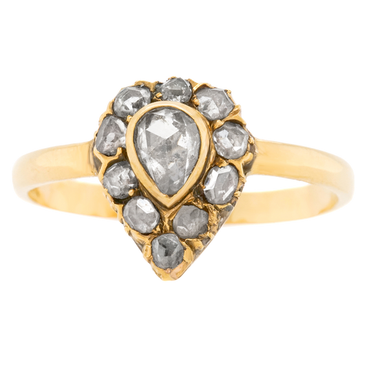 #22745 - Antique Rose-cut Diamond Ring 18k c1840s