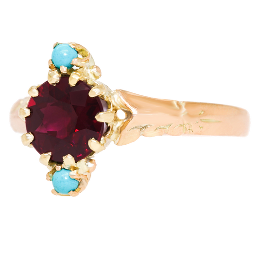 Victorian Garnet And Turquoise Ring