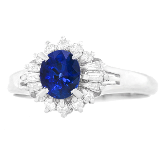 Sapphire & Diamond-set Platinum Ring c1960s American