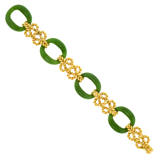 #22958 - Tannler Jade and Gold Sixties Bracelet