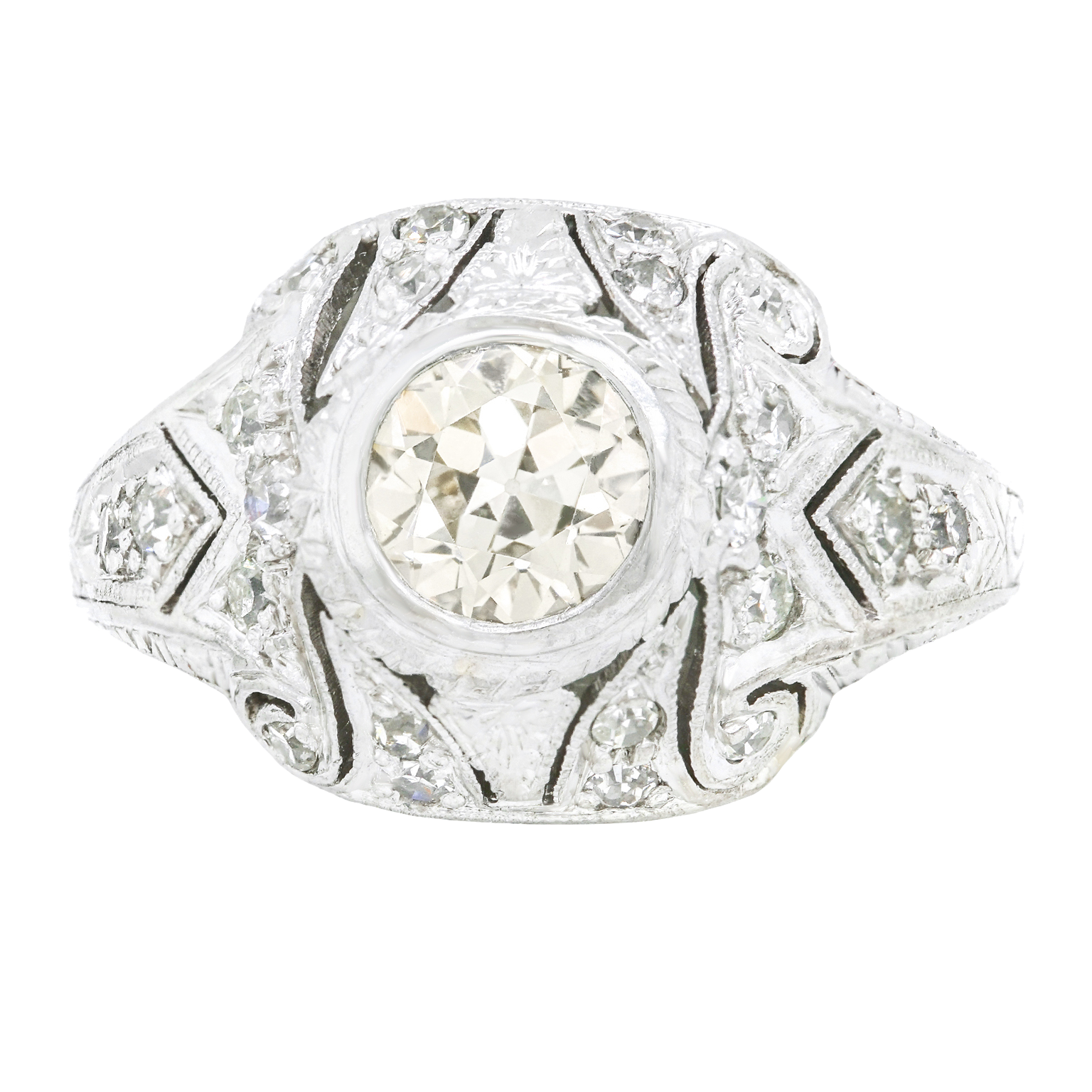 23109 Art Deco Ring Diamondset Platinum Ring