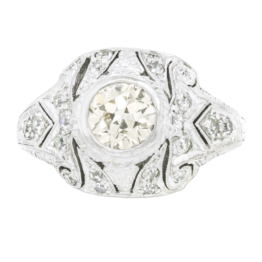 #23109 - Art Deco Ring Diamond-set Platinum Ring