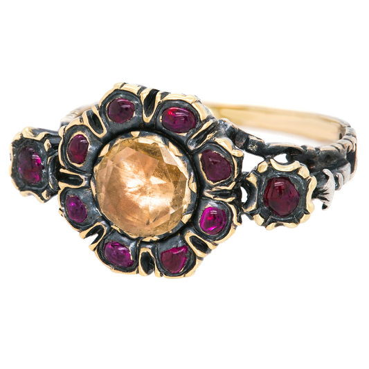 Antique Ruby and Topaz Ring Early 1800s