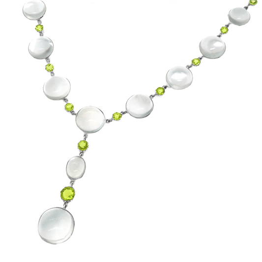 Moonstone and Peridot-set Gold Necklace