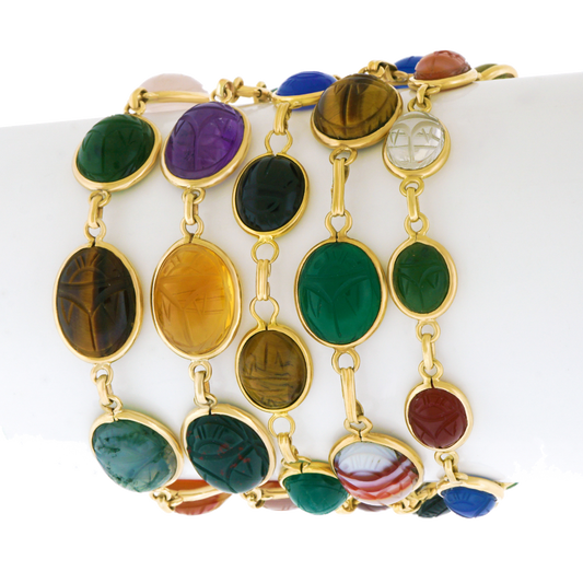 Gold Scarab Bracelets Set of 5 c1950s