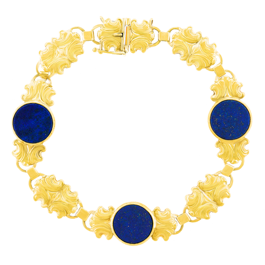 Art Deco Lapis-set Gold Bracelet