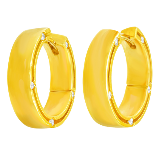 Damiani Modernist Diamond-set Gold Hoop Earrings