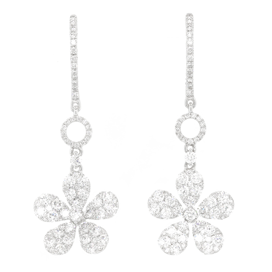 #24348 - Diamond-set Gold Flower Earrings