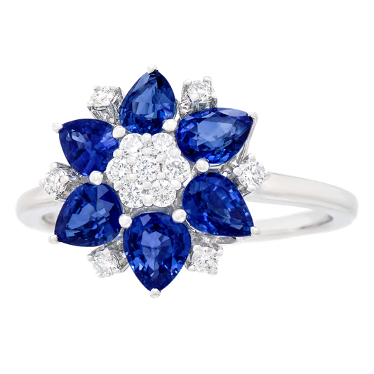 Sapphire and Diamond Floret Ring