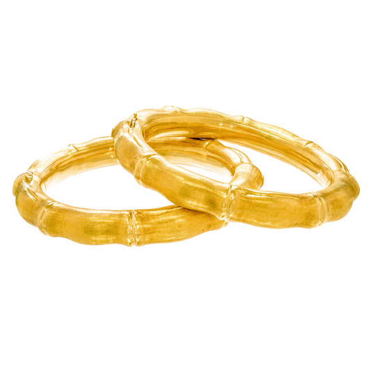 Pair Gold Bamboo Bangles by Carlo Weingrill