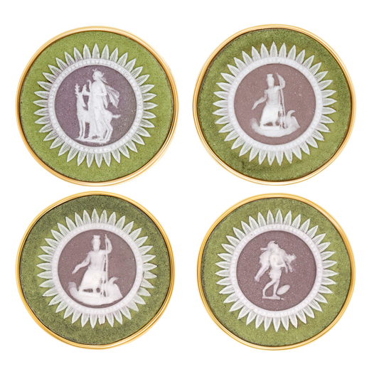 #23657 - Set of 4 Gold Mounted Wedgwood Buttons