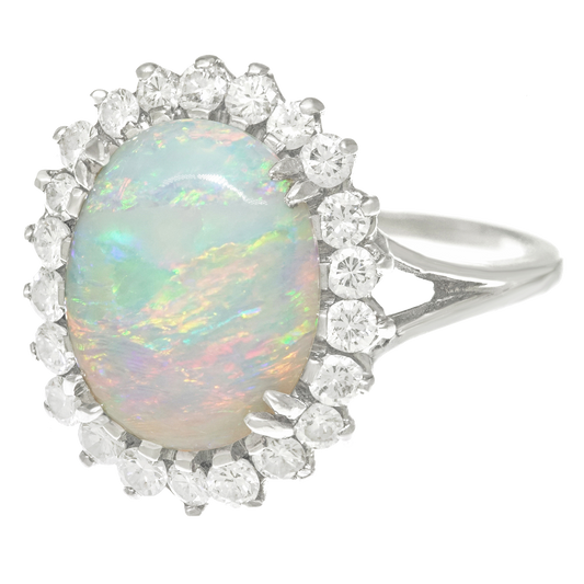 #23695 - Sixties Opal and Diamond Ring