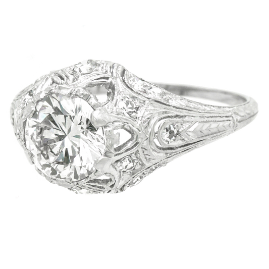 Art Deco Diamond-set Platinum Ring GIA