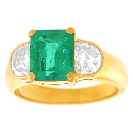 Columbian Emerald Ring 18k c1980s Swiss GIA