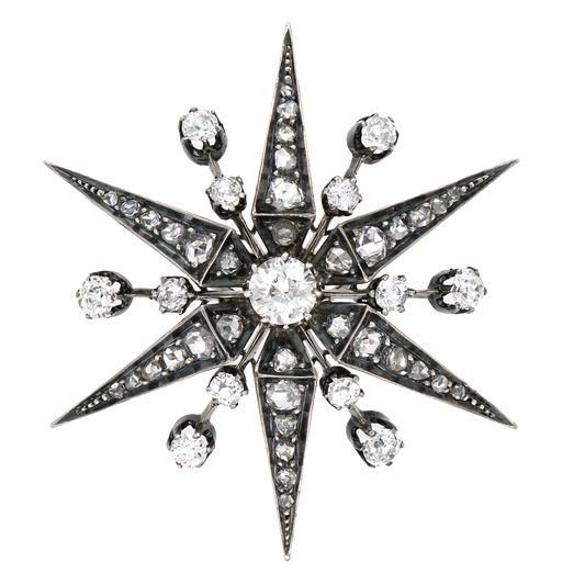 #23796 - Gothic Revival Diamond Star Brooch