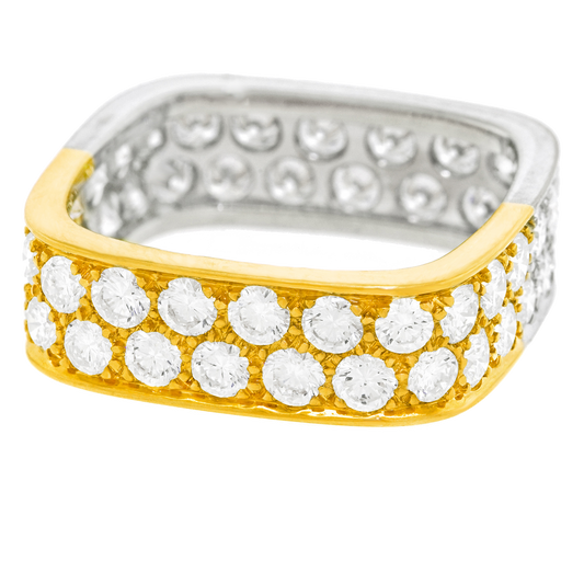 Yellow and White Gold Swiss Modern Diamond Ring