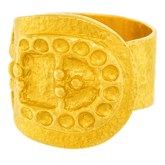 Lalaounis Hammered Gold Buckle Ring