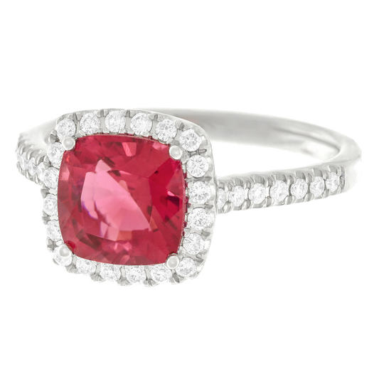 #23939 - Pink Tourmaline and Diamond Ring
