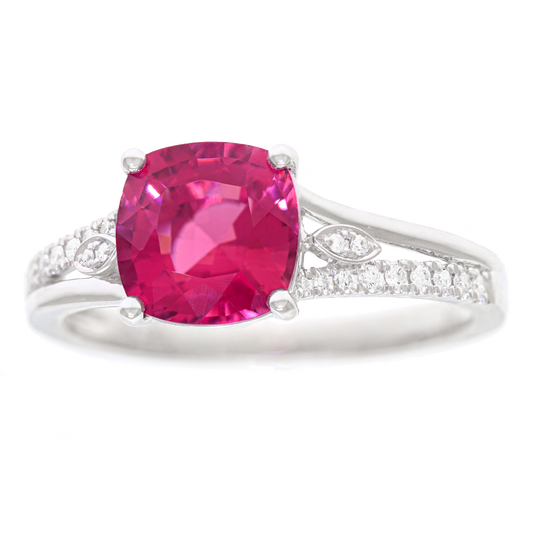 Pink Tourmaline and Diamond-set Gold Ring