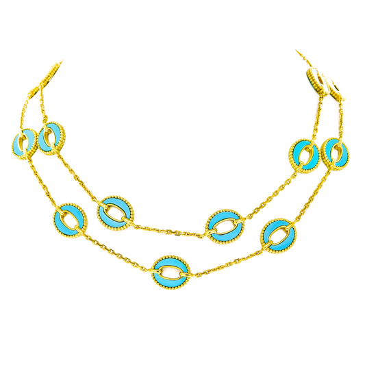 Pair of Turquoise-set Gold Necklaces