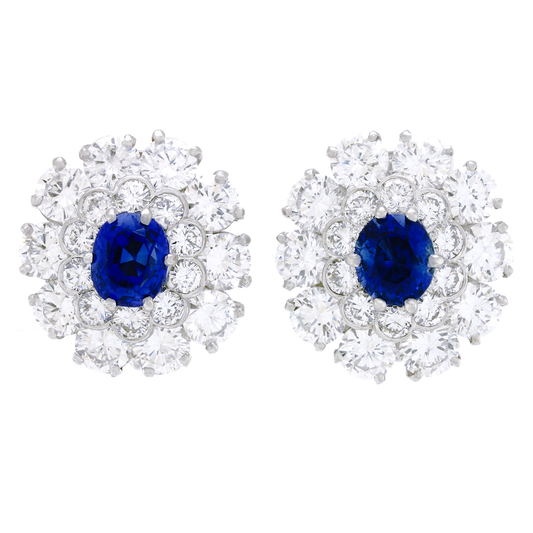 Van Cleef & Arpels Diamond and Sapphire set Platinum Earrings