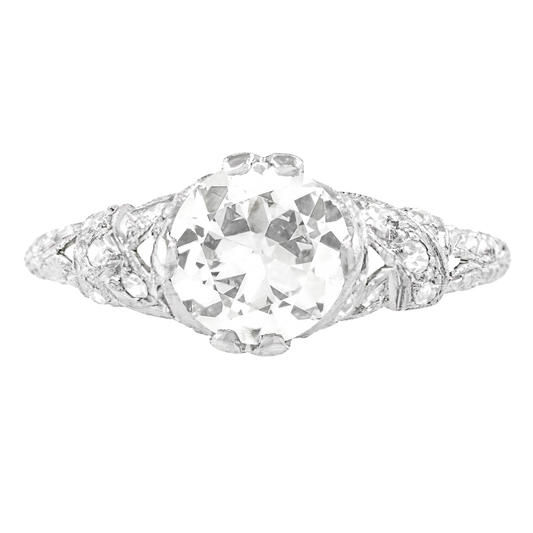 Art Deco 1.40 Carat Diamond Engagement Ring, Platinum