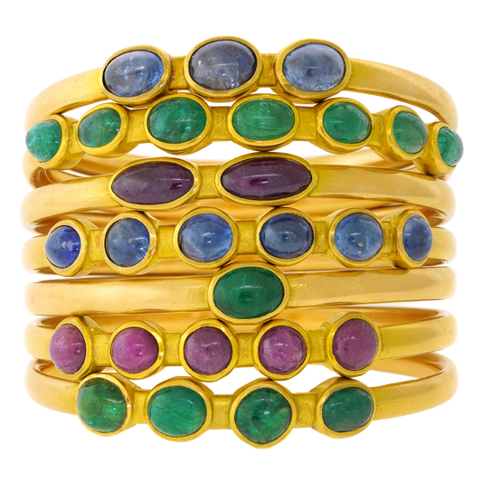 #24184 - One-of-a-kind Set of 7 Michael Zobel Modernist Gold Bracelets