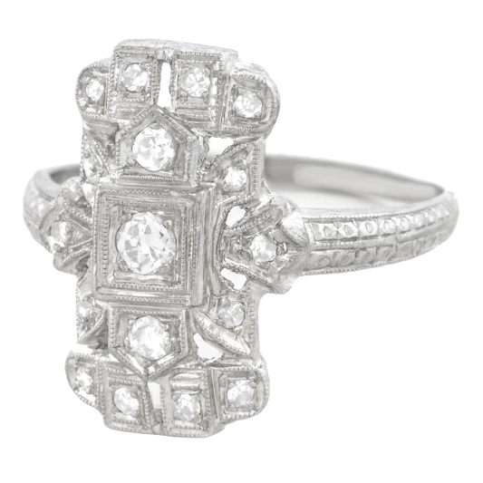 Art Deco Diamond-set Platinum Cocktail Ring