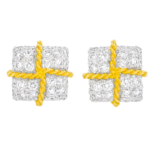 Verdura "Gift Box" Diamond Earrings