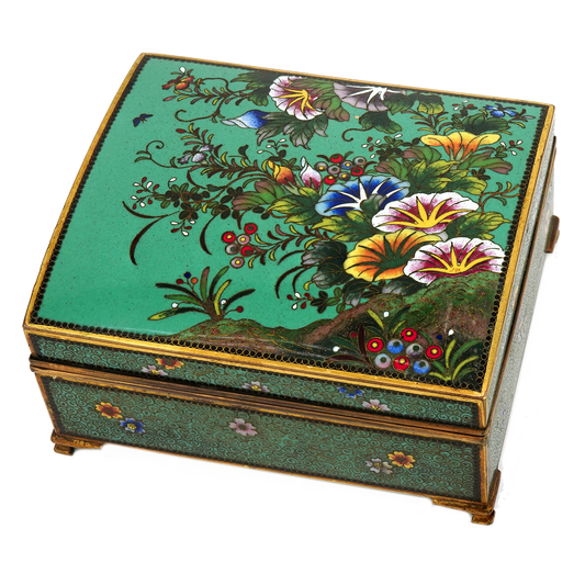 #24261 - Gilt Bronze Box with Cloisonné & Champlevé Enamel work c1880s Japan