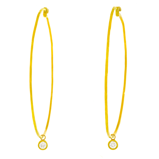#24293 - Gold & Diamond Hoop Earrings