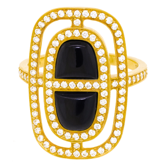 #24457 - HERMES Chaine D'Ancre Onyx and Diamond-set Gold Ring